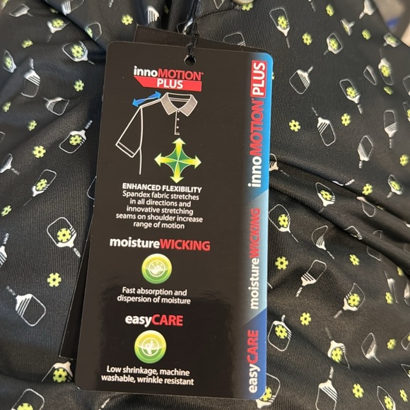 Roundtree & Yorke Black Polo Shirt with Pickleball Pattern - Picture 6 of 6